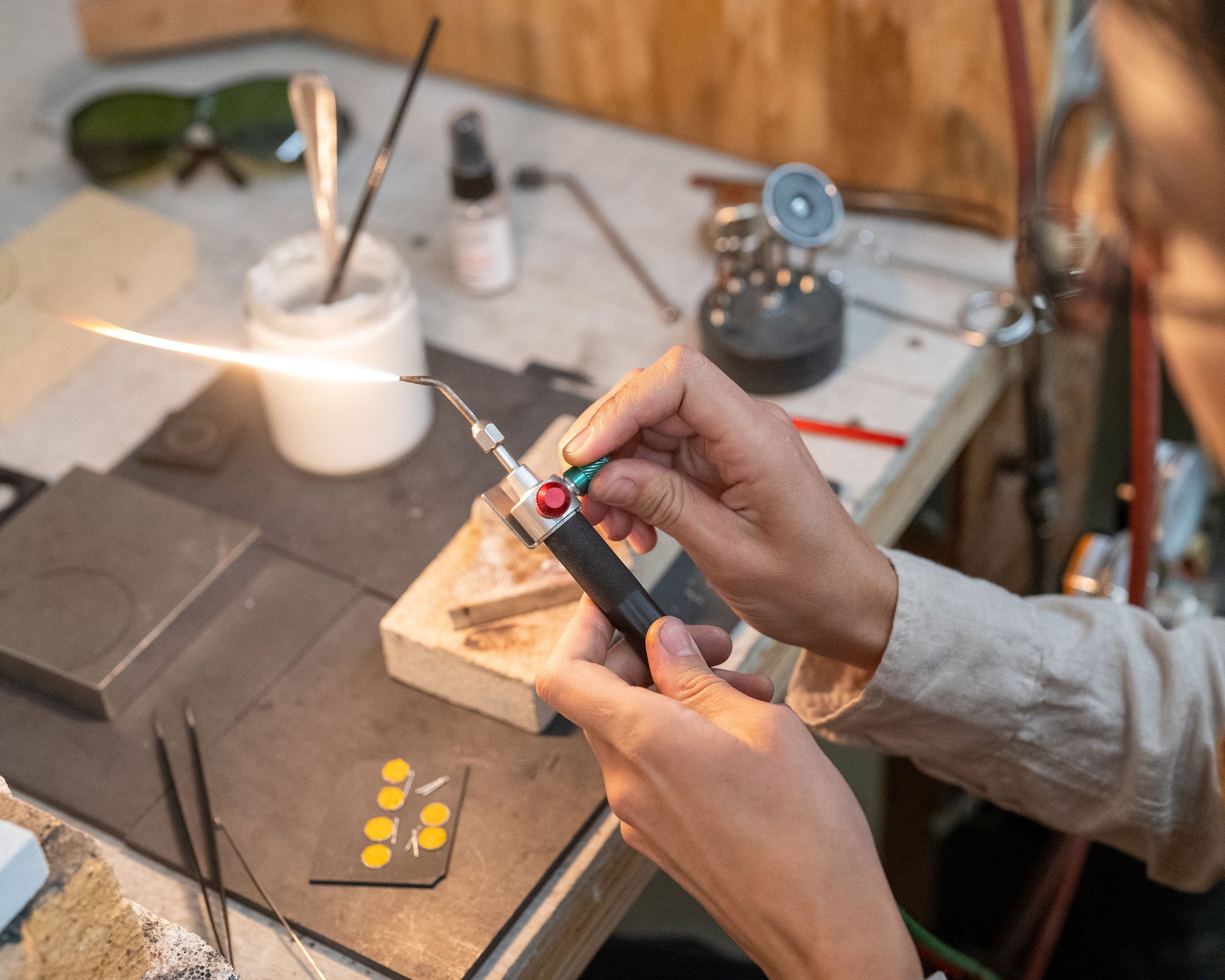 Intro to Soldering: Earrings | March 4, 11, 18, 25<br>Using various soldering techniques, students will make at least two pairs of earrings with handmade decorative elements...