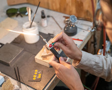 Load image into Gallery viewer, Silver Stud Earrings | Jan. 31 + Feb. 1&lt;br&gt; Students will design, texture, pierce, file, form, and finish a pair of silver studs...
